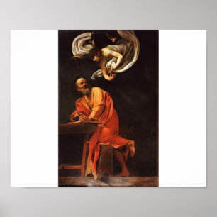 Poster L'inspiration de Saint Matthieu, Caravaggio