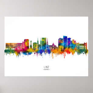 Poster Linz Autriche Skyline