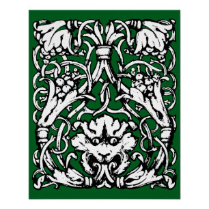 Poster Lion à entrelacs du début du XXe siècle