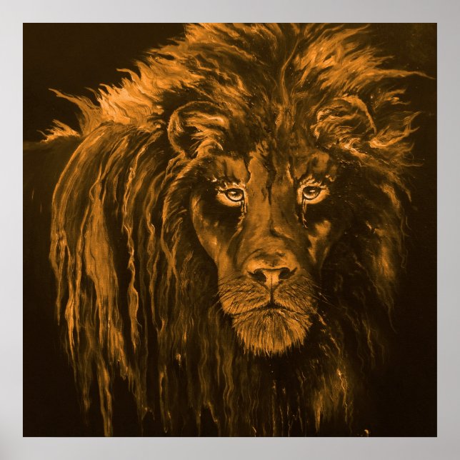 Poster Lion à Sepia (Devant)