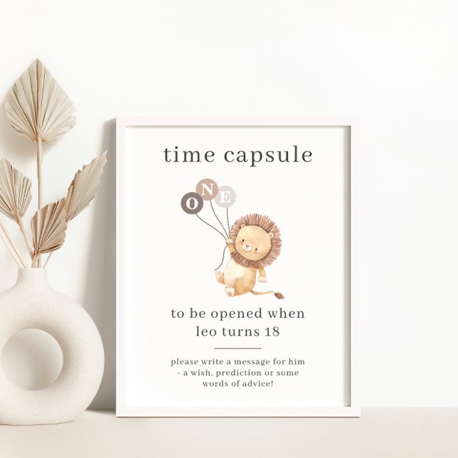 Poster Lion avec 3 ballons Brown Capsule temps (Créateur téléchargé)