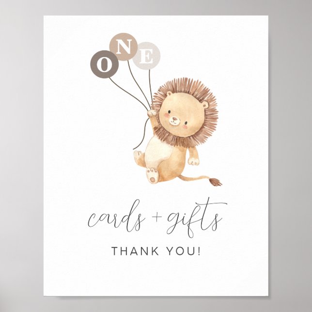 Poster Lion avec 3 cartes-ballons Brown Cadeaux (Devant)