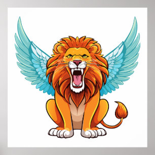 Poster Lion avec ailes