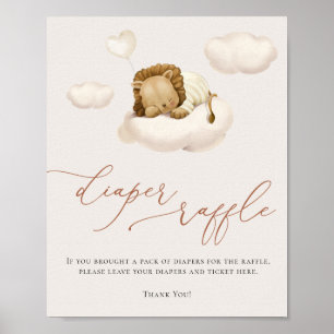 Poster Lion Baby Cloud Balloon Diaper Raffle