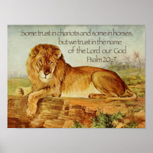 Poster Lion Bible chrétienne Verse Confiance dans le Seig