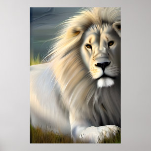 Poster Lion blanc majestueux Art éthéré