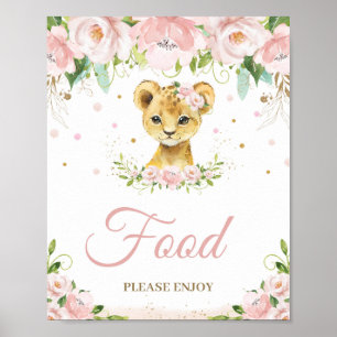 Poster Lion Blush Rose Baby shower Floral Nourriture Tabl