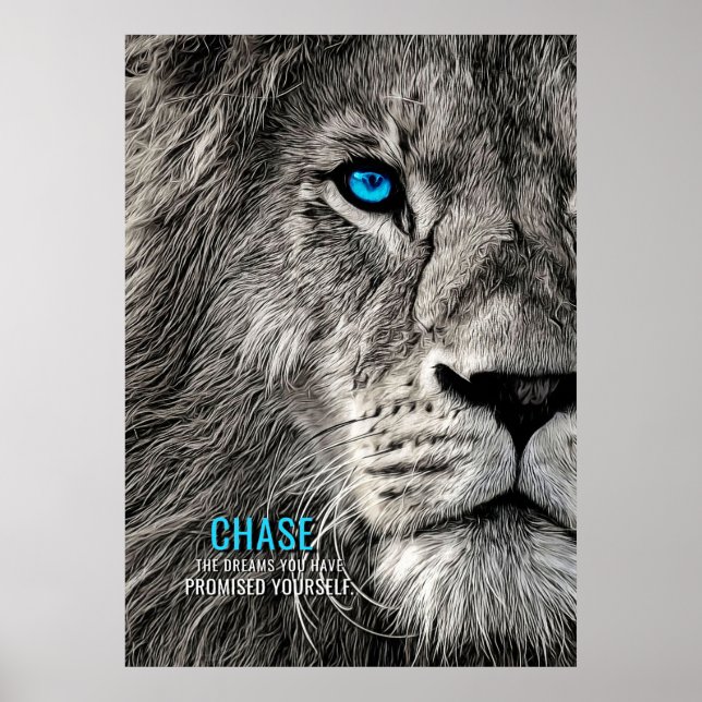 Poster Lion Chase tes rêves (Devant)
