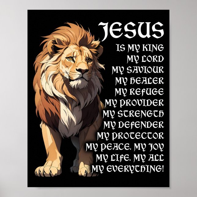Poster Lion Christian Jésus Est Mon Dieu Roi, Seigneur, S (Devant)