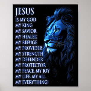 Poster Lion Christian Jesus Est Mon Roi, Dieu, Seigneur E