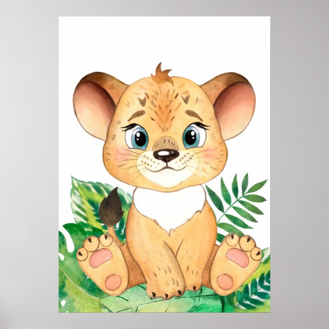Poster Lion Cub, Bébé Animal, Jungle Safari Animaux (Devant)
