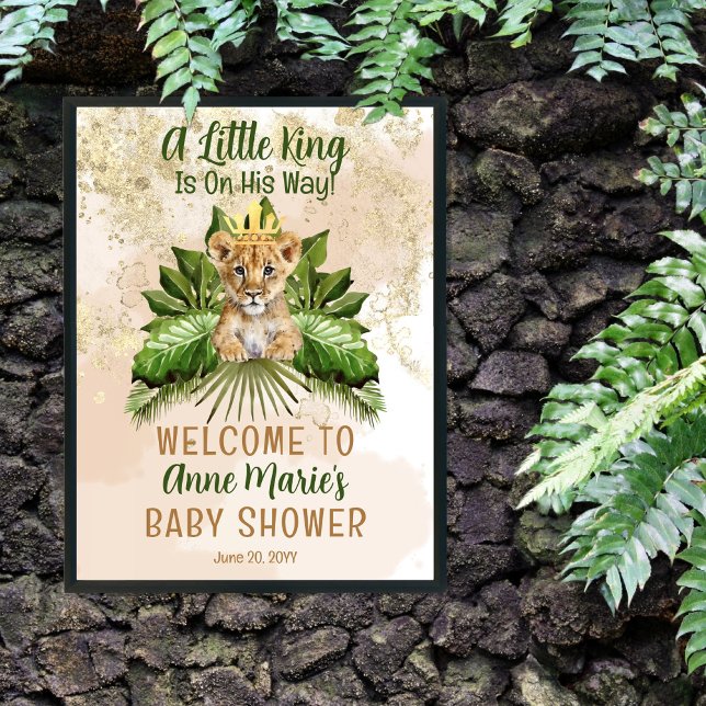 Poster Lion Cub Un Petit Roi Est En Chemin Baby shower (Créateur téléchargé)