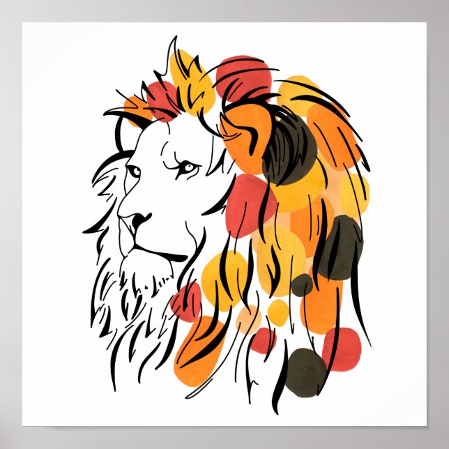 Poster Lion d'Afrique Abstraite (Devant)
