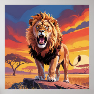 Poster Lion dans la nature