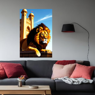 Poster Lion dans la ville   Art AI