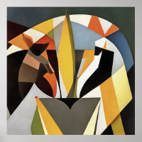 Lion Dans Un Style D'Art Abstrait Géométrique