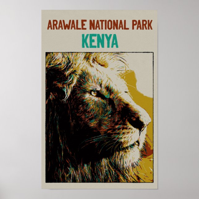 Poster Lion de Arawale National Park Kenya (Devant)