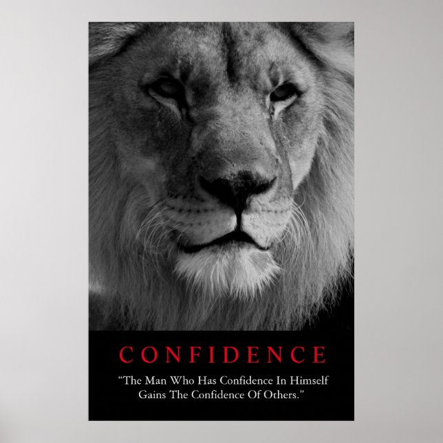 Poster Lion de confiance noir blanc inspiré (Devant)