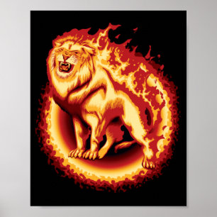 Poster Lion de feu