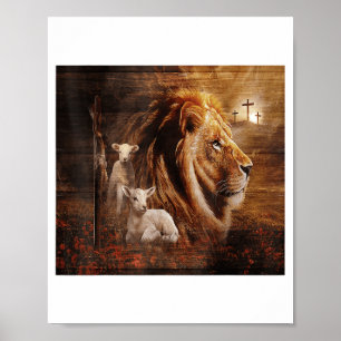 Poster Lion de Juda Agneau Dieu Croix Jésus Lumière Dieu