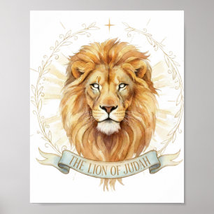Poster Lion de Juda Art Chrétien - 8x10 Foi Audacieuse