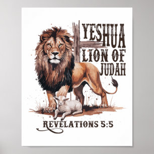 Poster Lion De Juda Yeshua Jésus Bible Christi Religieux