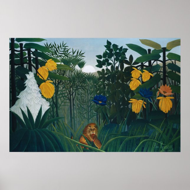 Poster Lion de la jungle de Henri Rousseau, Art célèbre v (Devant)