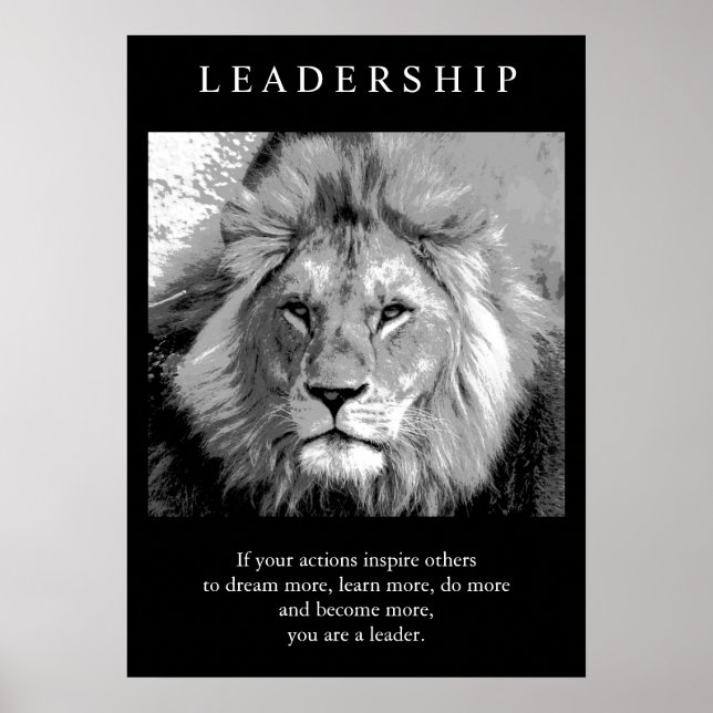Poster Lion de leadership motivationnel tendance (Devant)