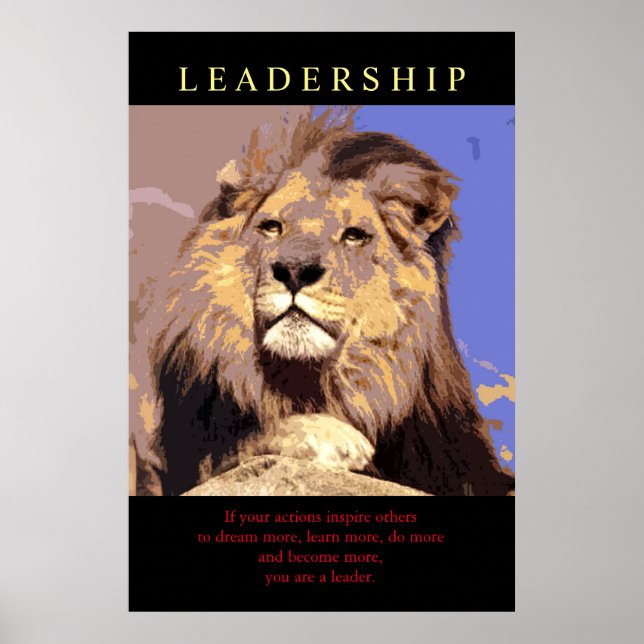 Poster Lion de leadership motivationnel tendance (Devant)
