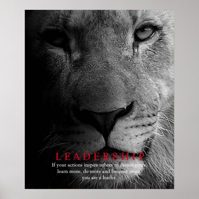 Poster Lion de leadership motivationnel tendance (Devant)
