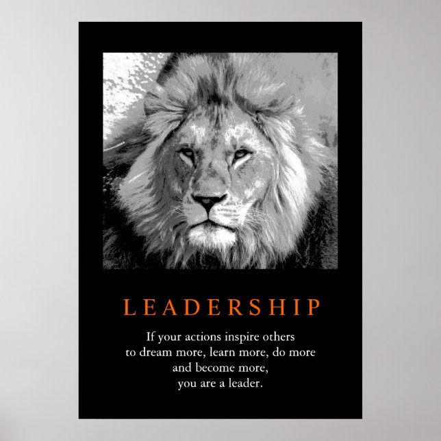 Poster Lion de leadership motivationnel tendance (Devant)