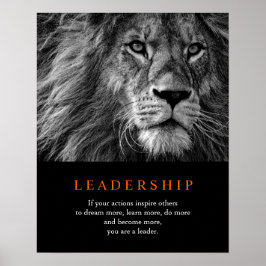 Poster Lion de leadership motivationnel tendance noir et 
