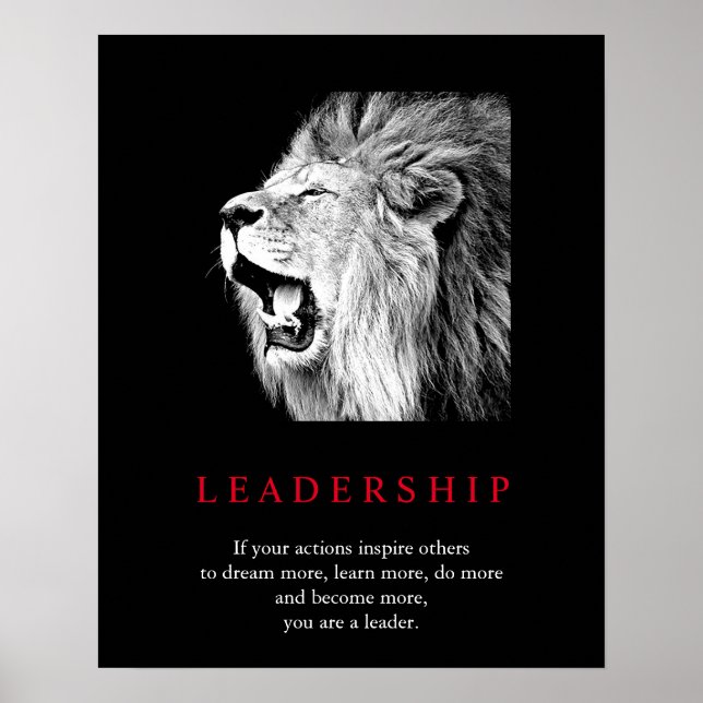 Poster Lion de leadership motivationnel unique tendance (Devant)