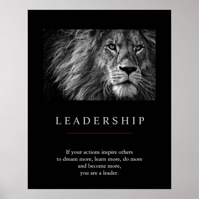 Poster Lion de leadership motivationnel unique tendance (Devant)