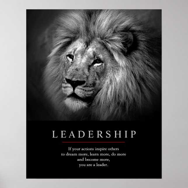 Poster Lion de leadership motivationnel unique tendance (Devant)