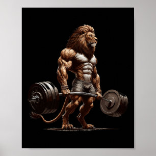 Poster Lion DeadLevant Gymnase Humour Poids Fitness
