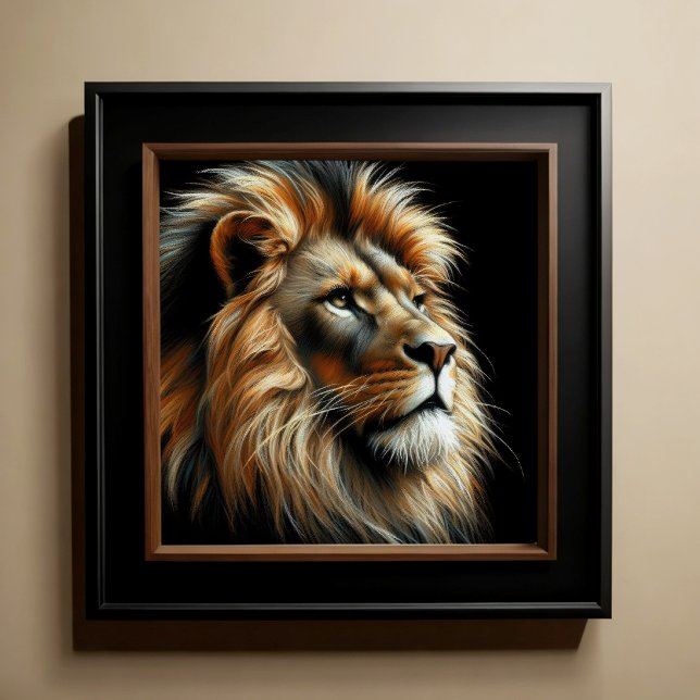 Poster Lion Dessin Pastel Dur (Créateur téléchargé)