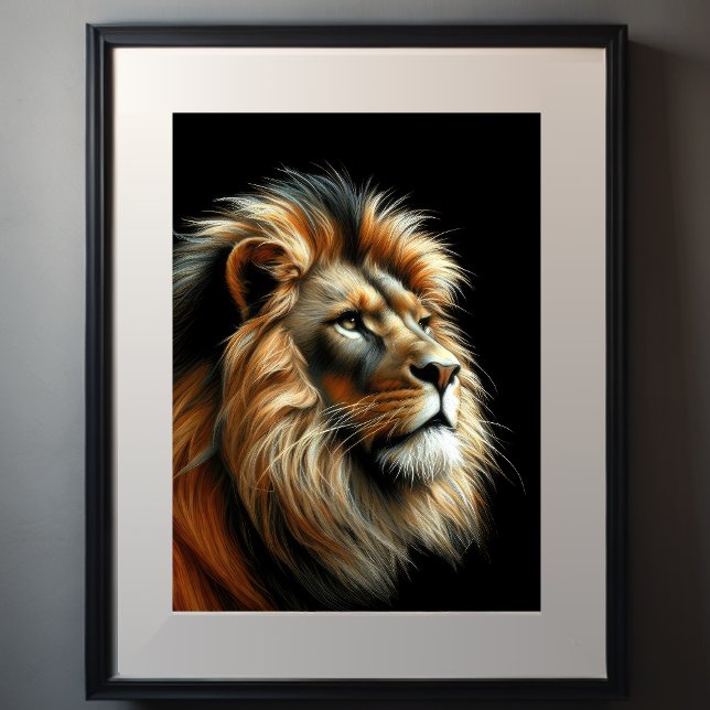 Poster Lion Dessin Pastel Dur (Créateur téléchargé)