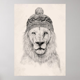 Poster Lion d'hiver (bw)