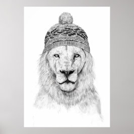 Poster Lion d'hiver (bw)