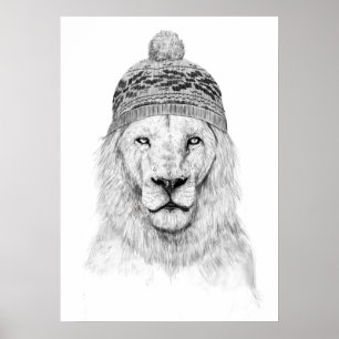 Poster Lion d'hiver (bw)