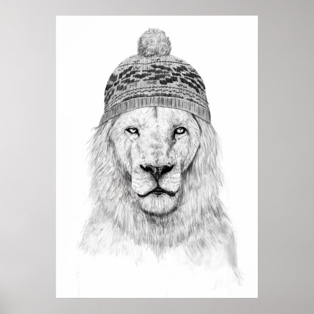 Poster Lion d'hiver (bw) (Devant)