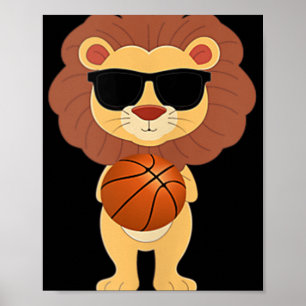 Poster Lion Drôle Portant des Lunettes de Soleil Jouant a