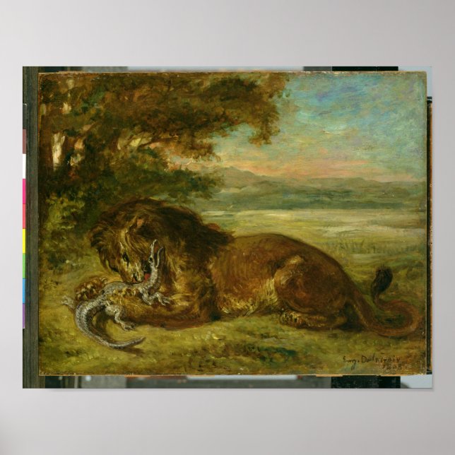Poster Lion et Alligator, 1863 (Devant)