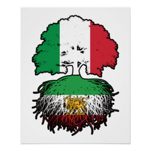 Poster Lion et Soleil aux Racines Iraniennes Cultivé en I