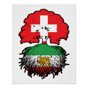 Poster Lion et Soleil aux Racines Iraniennes Cultivées en