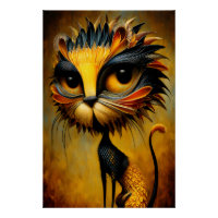 Lion fantaisiste aux grands yeux dans le style vin