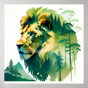 Poster Lion Faune Animal Nature Environnement Jungle Art