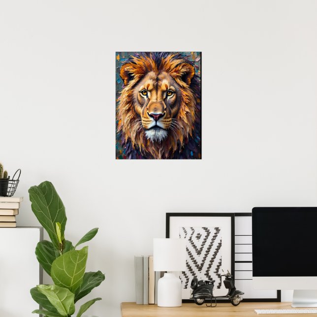 Poster Lion Féroce en Gros Plan (Bureau à domicile)