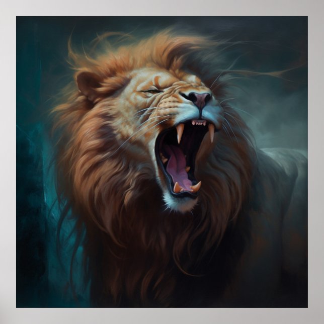 Poster Lion Feu (Devant)